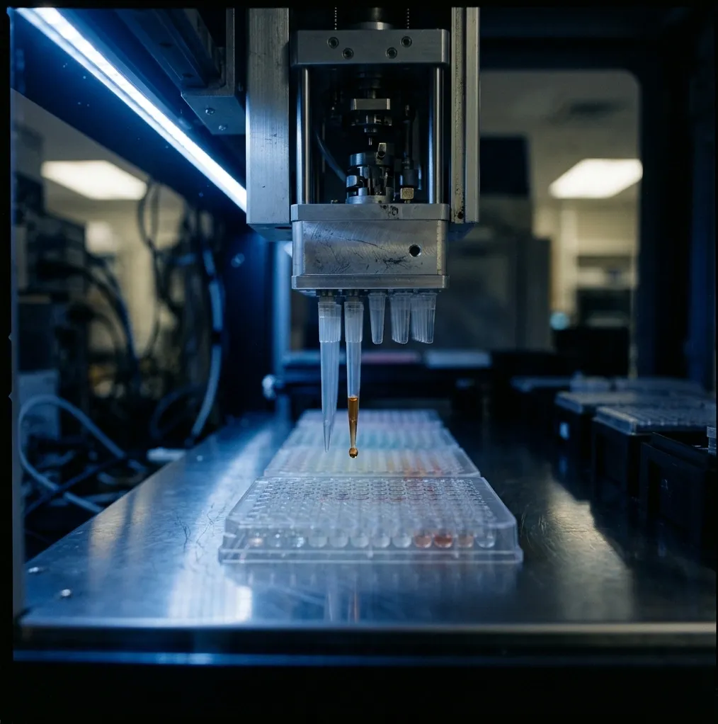 Editorial photograph evoking biotech and life sciences manufacturing operations