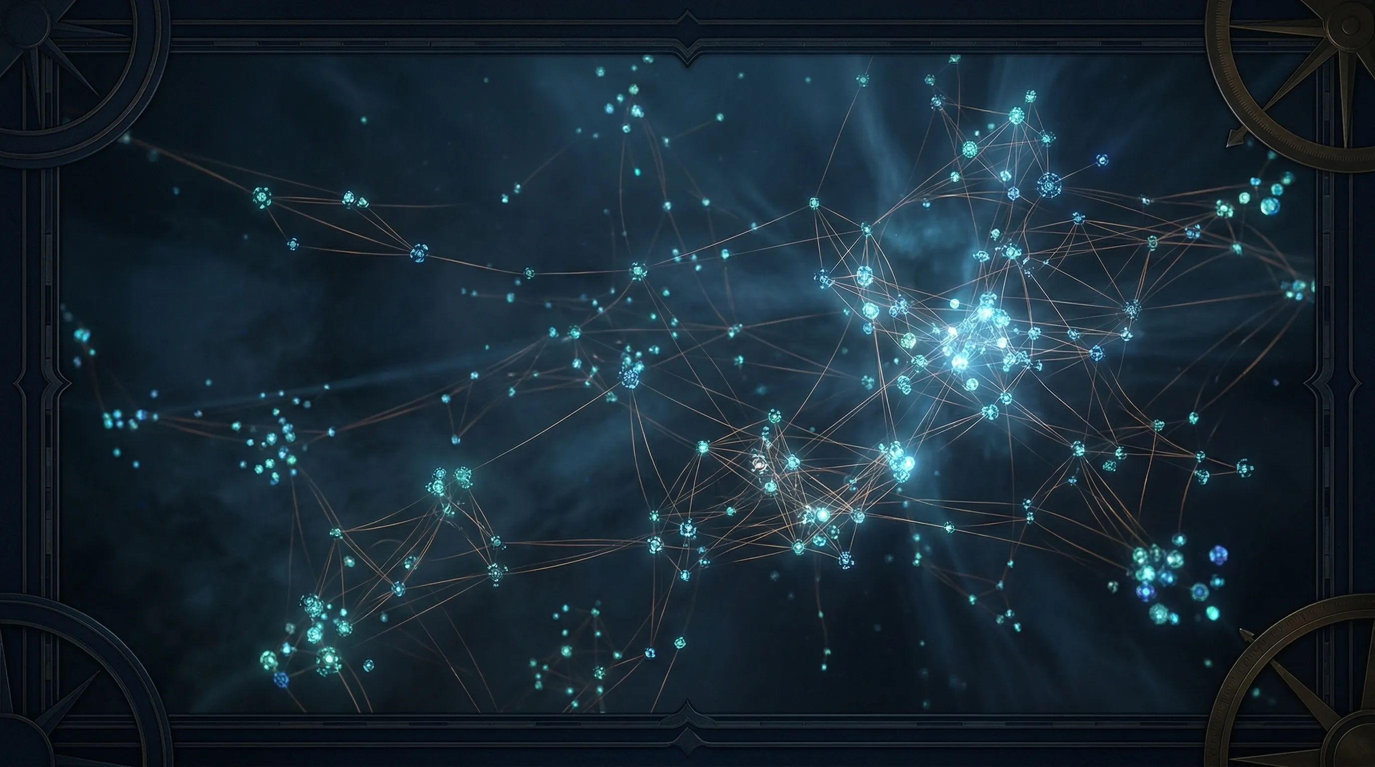 A vast constellation map of interconnected nodes representing the questions e-commerce leaders need to answer